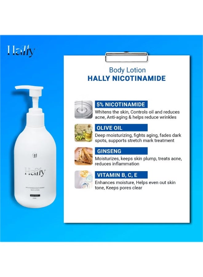 HALLY Haily 250ml Nicotinamide Body Lotion – Fast Absorbing Moisturizer for Dry Skin, Enhances Skin Radiance, Improves Texture & Provides Long-Lasting Hydration Without Greasy Feel - Image 2